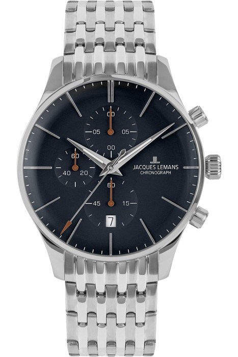 Мужские часы Jacques Lemans Classic 1-2163H, механизм кварцевый, циферблат синий, браслет нержавеющая сталь — Изображение 1