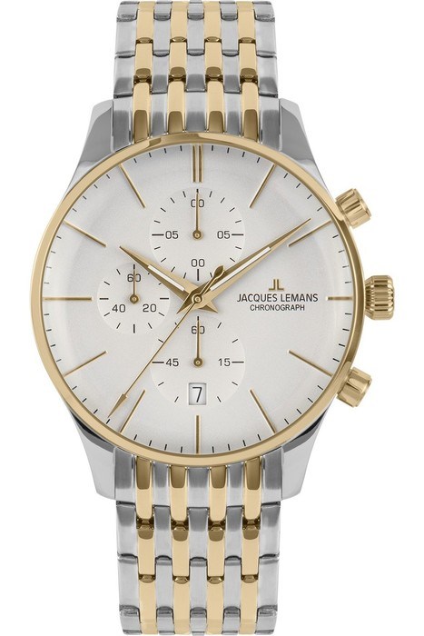 Мужские часы Jacques Lemans Classic 1-2163J, механизм кварцевый, циферблат белый, браслет нержавеющая сталь — Изображение 1