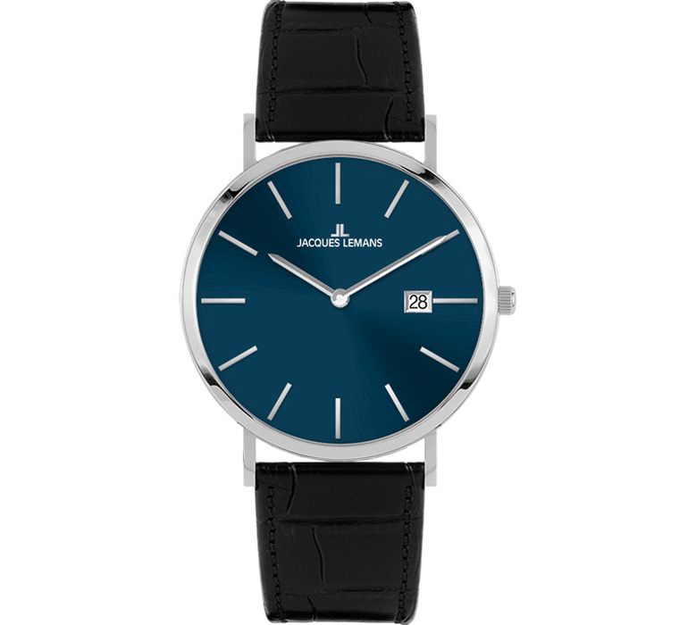 Мужские часы Jacques Lemans Classic 1-2171B, механизм кварцевый, циферблат синий, браслет кожа — Изображение 1