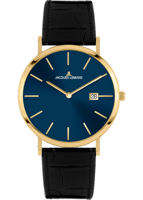 Мужские часы Jacques Lemans Classic 1-2171E, механизм кварцевый, циферблат синий, браслет кожа — Изображение 1