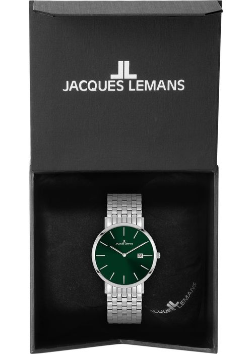 Мужские часы Jacques Lemans Classic 1-2171I, механизм кварцевый, циферблат зеленый, браслет нержавеющая сталь — Изображение 2