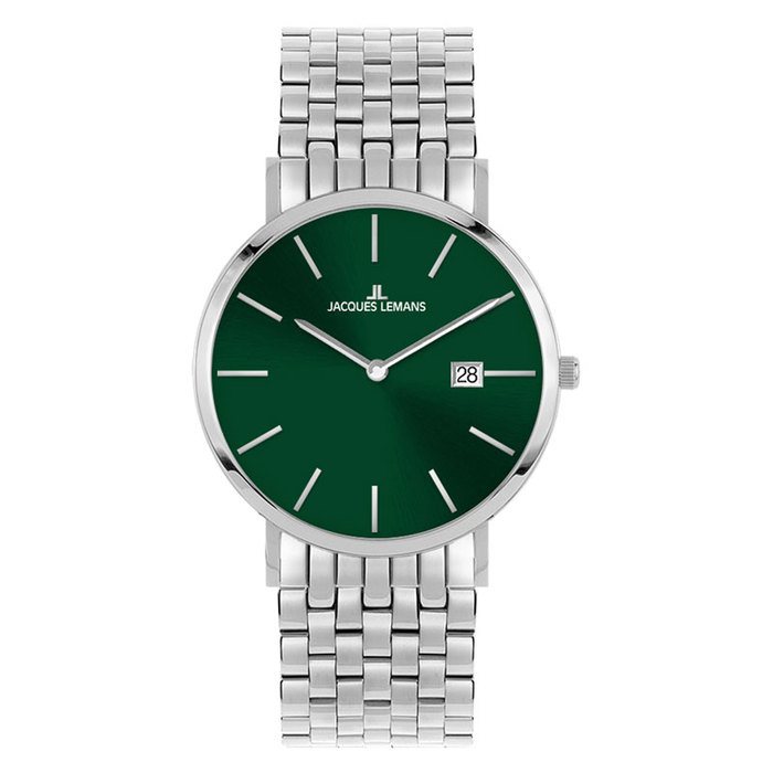 Мужские часы Jacques Lemans Classic 1-2171I, механизм кварцевый, циферблат зеленый, браслет нержавеющая сталь — Изображение 1