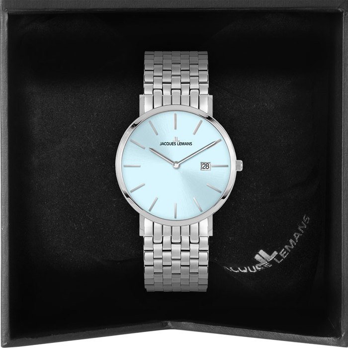 Женские часы Jacques Lemans Classic 1-2172I, механизм кварцевый, циферблат голубой, браслет нержавеющая сталь — Изображение 2