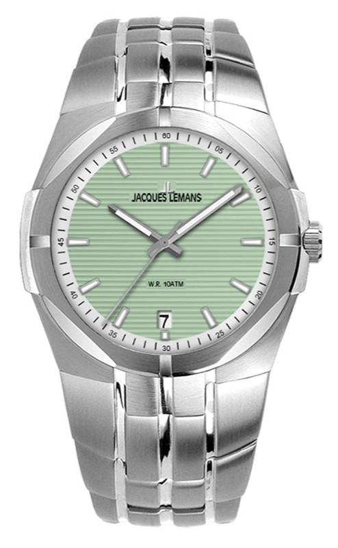 Женские часы Jacques Lemans Classic 1-2179F, механизм кварцевый, циферблат зеленый, браслет нержавеющая сталь — Изображение 1