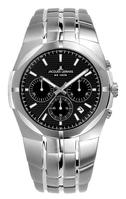 Мужские часы Jacques Lemans Classic 1-2181A, механизм кварцевый, циферблат черный, браслет нержавеющая сталь — Изображение 1