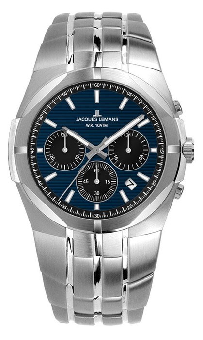 Мужские часы Jacques Lemans Classic 1-2181C, механизм кварцевый, циферблат синий, браслет нержавеющая сталь — Изображение 1