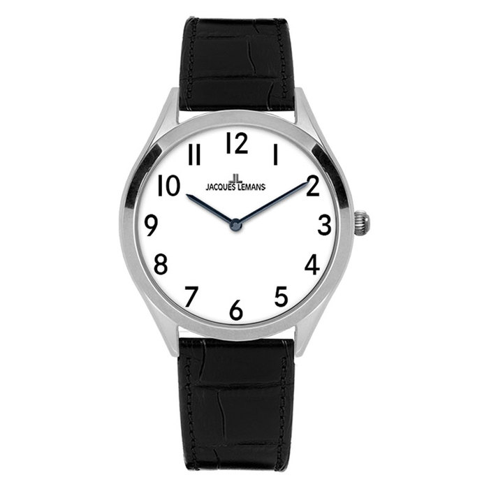 Мужские часы Jacques Lemans Classic 1-2184A, механизм кварцевый, циферблат белый, браслет кожа — Изображение 1