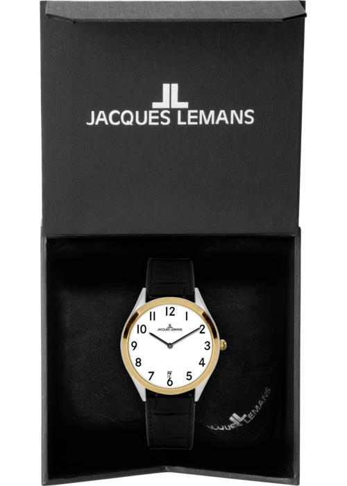 Мужские часы Jacques Lemans Classic 1-2184B, механизм кварцевый, циферблат белый, браслет кожа — Изображение 2