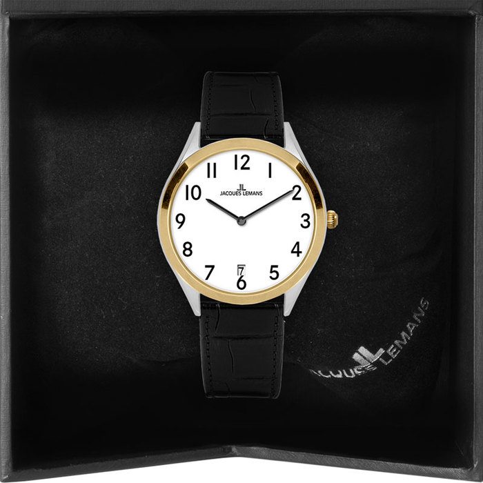 Мужские часы Jacques Lemans Classic 1-2185B, механизм кварцевый, циферблат белый, браслет кожа — Изображение 2