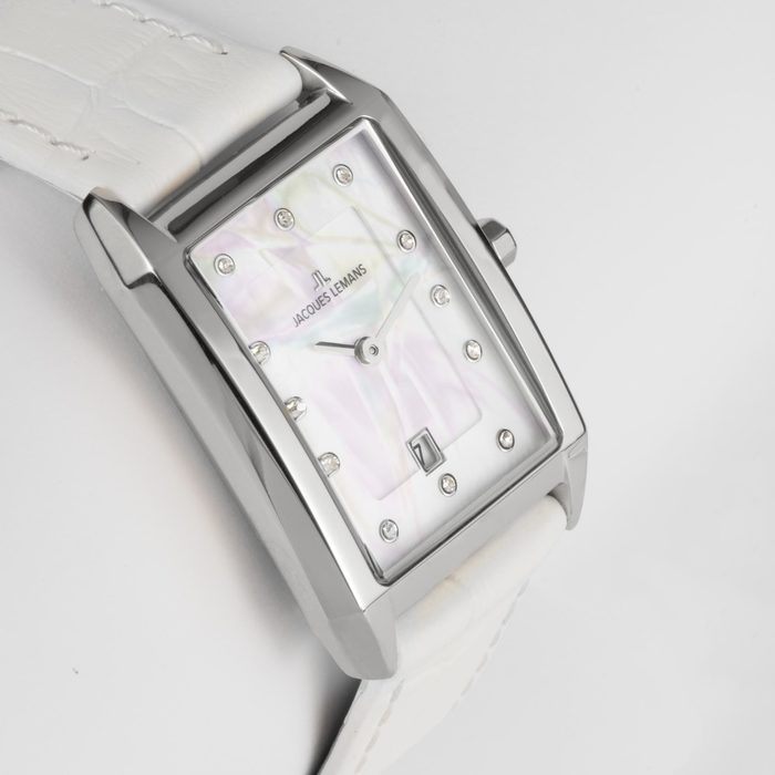 Женские часы Jacques Lemans Classic 1-2189B, механизм кварцевый, циферблат белый, браслет кожа — Изображение 2