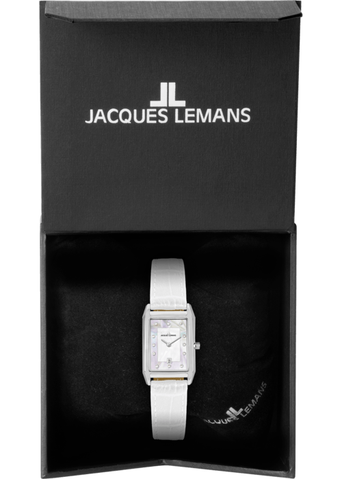 Женские часы Jacques Lemans Classic 1-2189B, механизм кварцевый, циферблат белый, браслет кожа — Изображение 6