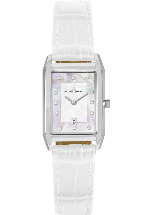 Женские часы Jacques Lemans Classic 1-2189B, механизм кварцевый, циферблат белый, браслет кожа — Изображение 1