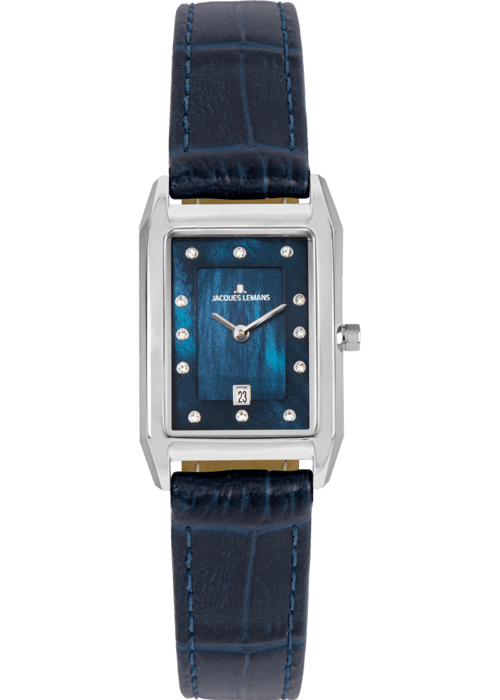 Женские часы Jacques Lemans Classic 1-2189C, механизм кварцевый, циферблат синий, браслет кожа — Изображение 1