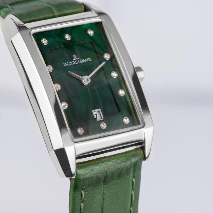 Женские часы Jacques Lemans Classic 1-2189D, механизм кварцевый, циферблат зеленый, браслет кожа — Изображение 2
