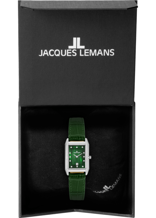Женские часы Jacques Lemans Classic 1-2189D, механизм кварцевый, циферблат зеленый, браслет кожа — Изображение 5