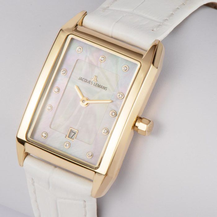 Женские часы Jacques Lemans Classic 1-2189E, механизм кварцевый, циферблат белый, браслет кожа — Изображение 2