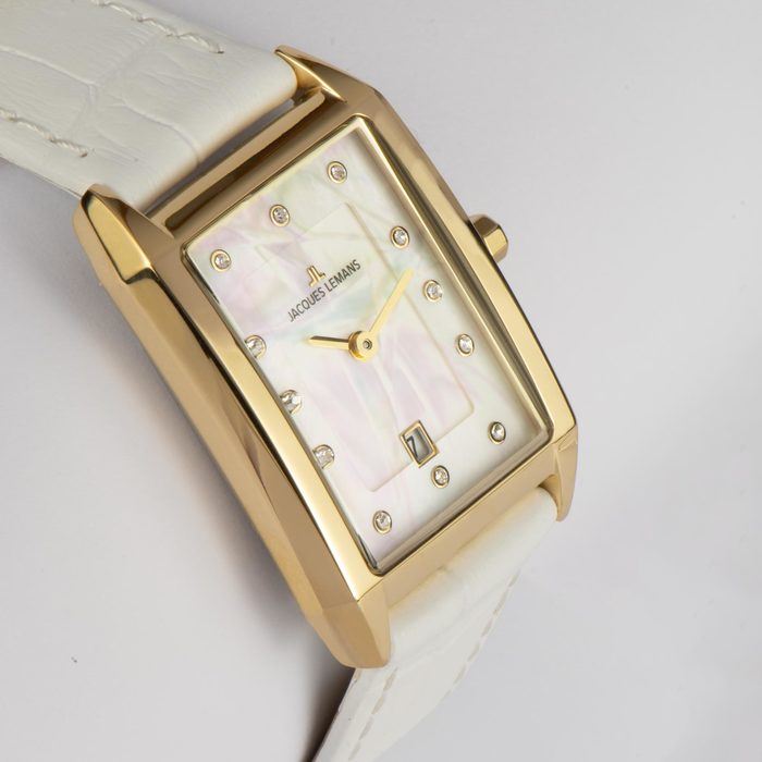 Женские часы Jacques Lemans Classic 1-2189E, механизм кварцевый, циферблат белый, браслет кожа — Изображение 3
