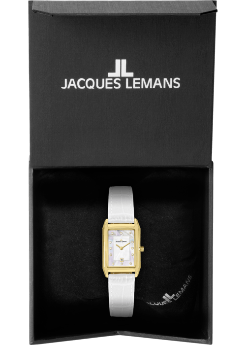Женские часы Jacques Lemans Classic 1-2189E, механизм кварцевый, циферблат белый, браслет кожа — Изображение 6