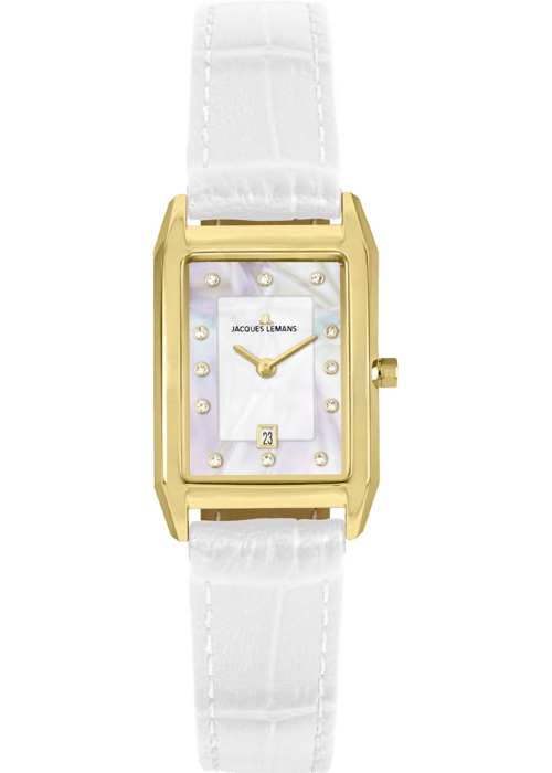 Женские часы Jacques Lemans Classic 1-2189E, механизм кварцевый, циферблат белый, браслет кожа — Изображение 1