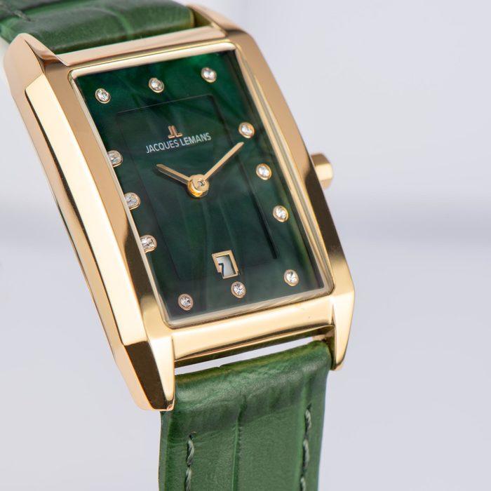 Женские часы Jacques Lemans Classic 1-2189F, механизм кварцевый, циферблат зеленый, браслет кожа — Изображение 3