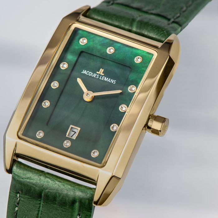 Женские часы Jacques Lemans Classic 1-2189F, механизм кварцевый, циферблат зеленый, браслет кожа — Изображение 4