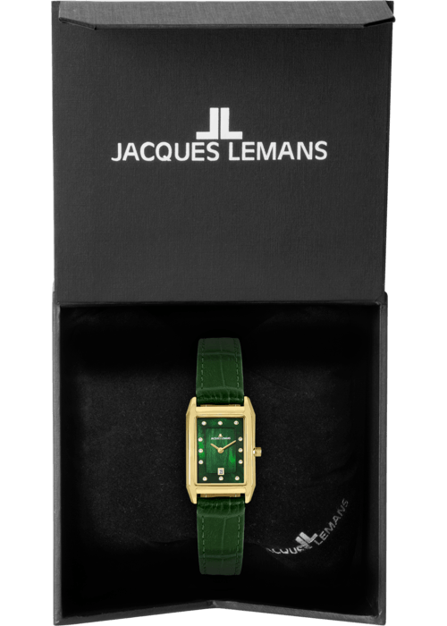 Женские часы Jacques Lemans Classic 1-2189F, механизм кварцевый, циферблат зеленый, браслет кожа — Изображение 7