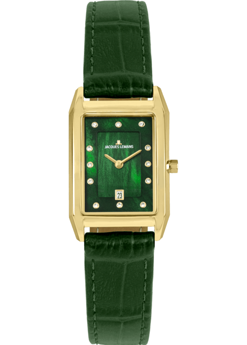 Женские часы Jacques Lemans Classic 1-2189F, механизм кварцевый, циферблат зеленый, браслет кожа — Изображение 1