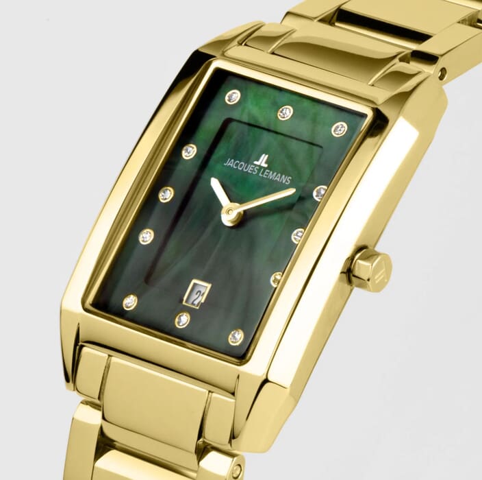 Женские часы Jacques Lemans Classic 1-2189L, механизм кварцевый, циферблат зеленый, браслет нержавеющая сталь + pvd — Изображение 2