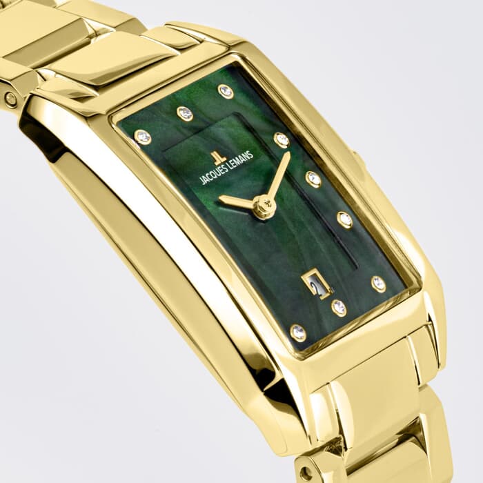 Женские часы Jacques Lemans Classic 1-2189L, механизм кварцевый, циферблат зеленый, браслет нержавеющая сталь + pvd — Изображение 5
