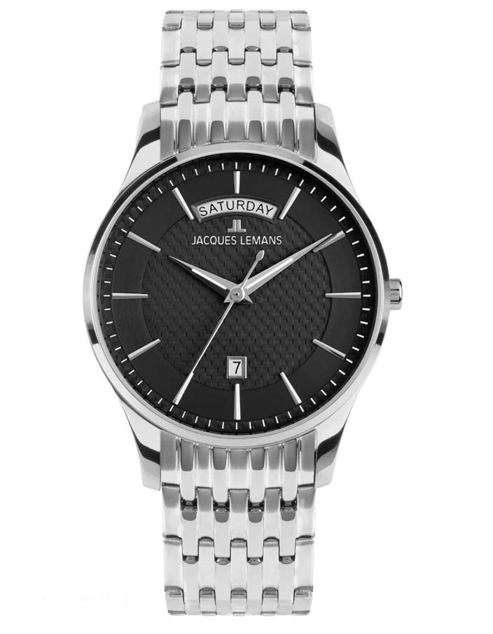 Мужские часы Jacques Lemans London 1-2193F, механизм кварцевый, циферблат черный, браслет  — Изображение 1