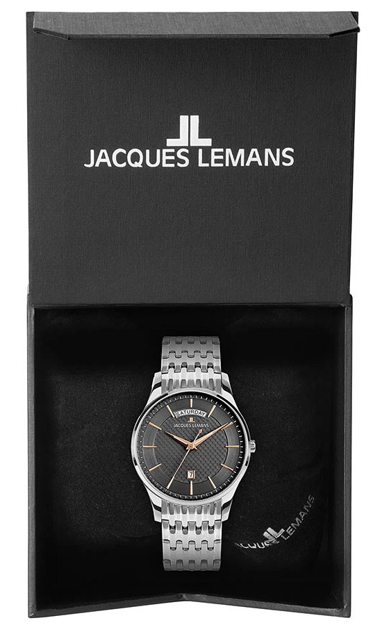 Мужские часы Jacques Lemans London 1-2193I, механизм кварцевый, циферблат серый, браслет нержавеющая сталь — Изображение 2