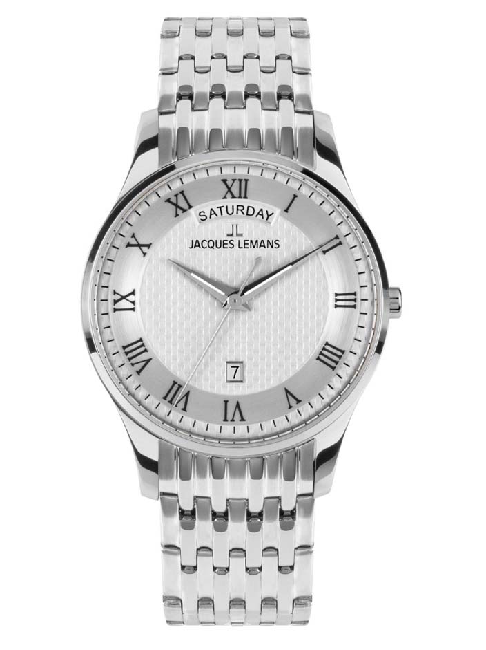 Мужские часы Jacques Lemans London 1-2193N, механизм кварцевый, циферблат серебристый, браслет нержавеющая сталь — Изображение 1