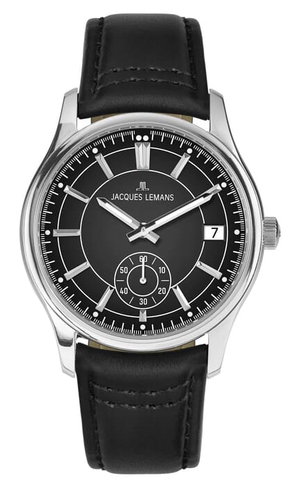 Мужские часы Jacques Lemans Classic 1-2197A, механизм кварцевый, циферблат черный, браслет кожа — Изображение 1