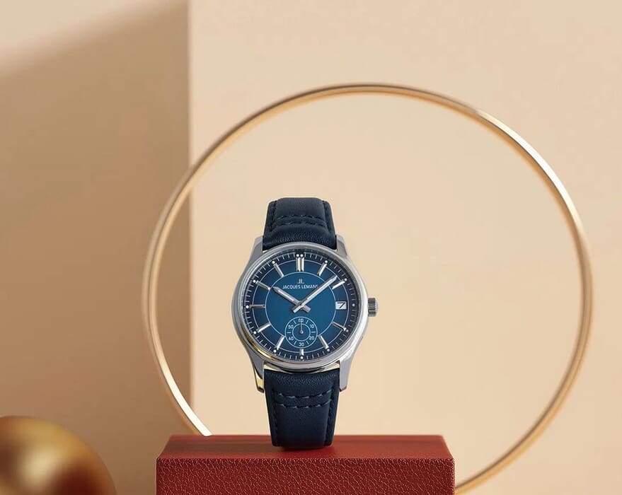 Мужские часы Jacques Lemans Classic 1-2197B, механизм кварцевый, циферблат синий, браслет кожа — Изображение 2