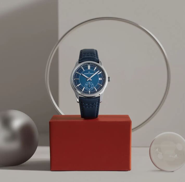 Мужские часы Jacques Lemans Classic 1-2197B, механизм кварцевый, циферблат синий, браслет кожа — Изображение 3