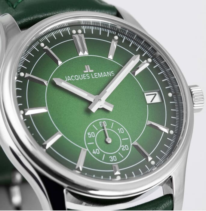 Мужские часы Jacques Lemans Classic 1-2197C, механизм кварцевый, циферблат зеленый, браслет кожа — Изображение 2