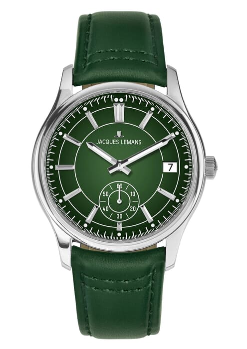 Мужские часы Jacques Lemans Classic 1-2197C, механизм кварцевый, циферблат зеленый, браслет кожа — Изображение 1