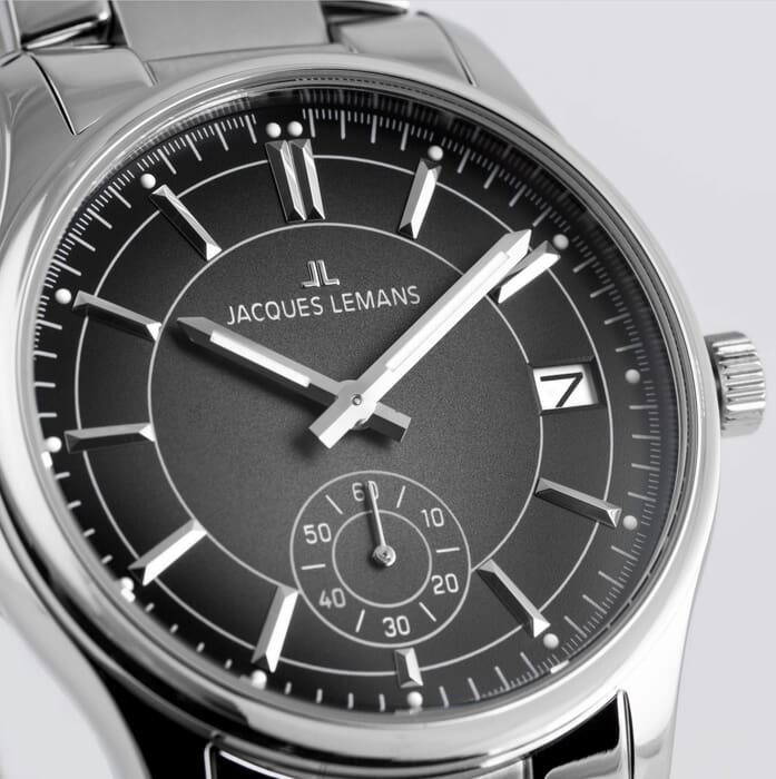 Мужские часы Jacques Lemans Classic 1-2197F, механизм кварцевый, циферблат черный, браслет нержавеющая сталь — Изображение 2