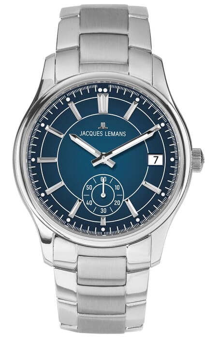 Мужские часы Jacques Lemans Classic 1-2197G, механизм кварцевый, циферблат синий, браслет нержавеющая сталь — Изображение 1