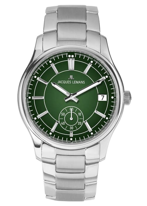 Мужские часы Jacques Lemans Classic 1-2197H, механизм кварцевый, циферблат зеленый, браслет нержавеющая сталь — Изображение 1