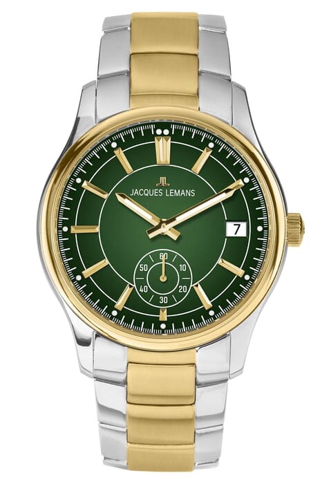 Мужские часы Jacques Lemans Classic 1-2197I, механизм кварцевый, циферблат зеленый, браслет нержавеющая сталь + pvd — Изображение 1