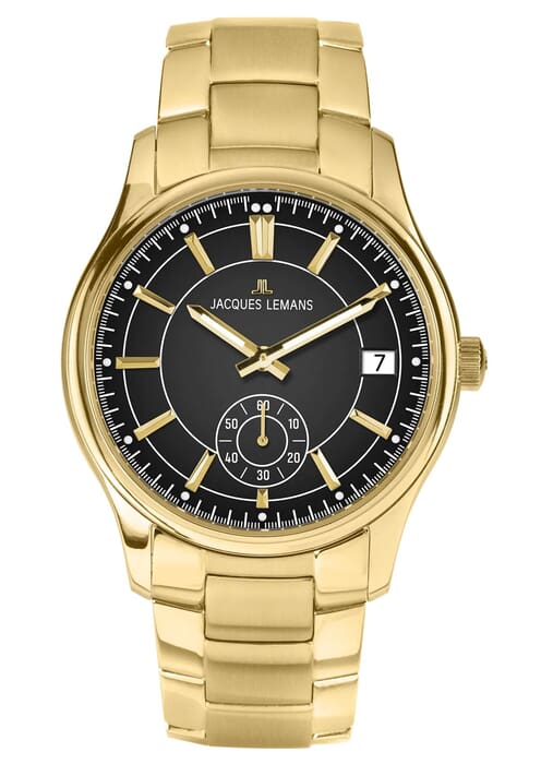 Мужские часы Jacques Lemans Classic 1-2197J, механизм кварцевый, циферблат черный, браслет нержавеющая сталь + pvd — Изображение 1