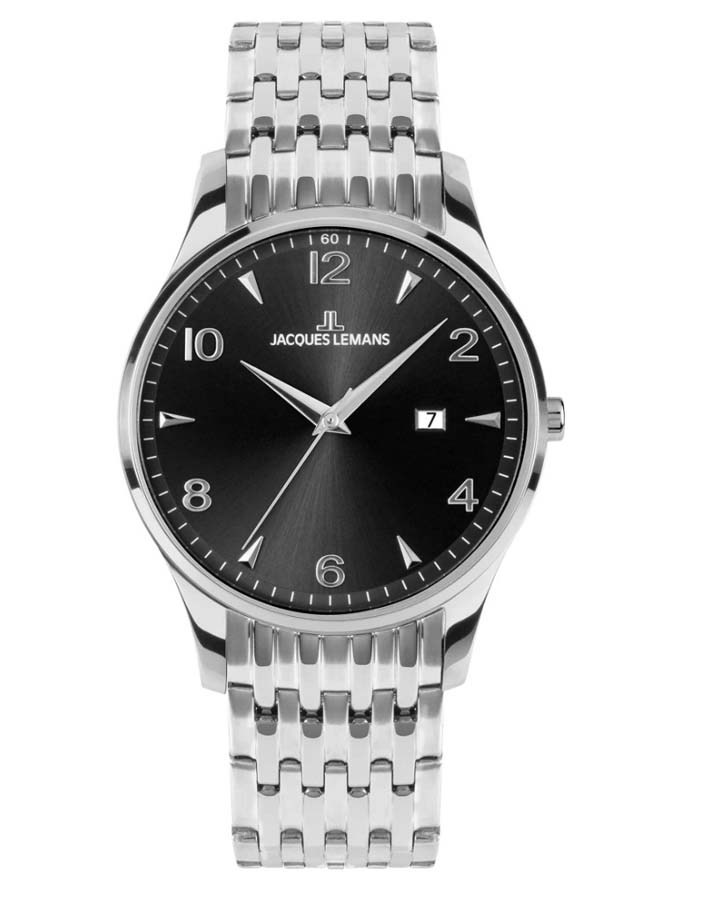 Мужские часы Jacques Lemans London 1-2215G, механизм кварцевый, циферблат черный, браслет кожа — Изображение 1