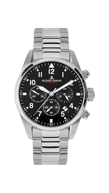 Мужские часы Jacques Lemans Sport 42-2C, механизм кварцевый хронограф, циферблат , браслет сталь — Изображение 1
