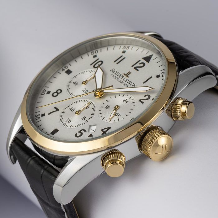 Мужские часы Jacques Lemans Classic 42-2E, механизм кварцевый, циферблат белый, браслет кожа — Изображение 4