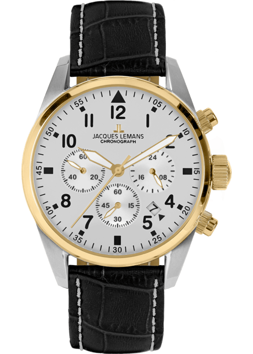Мужские часы Jacques Lemans Classic 42-2E, механизм кварцевый, циферблат белый, браслет кожа — Изображение 1
