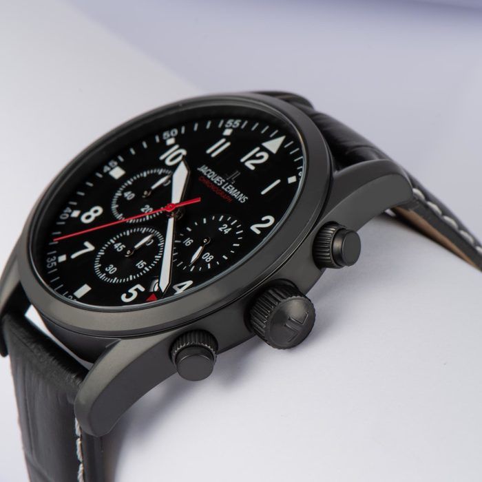 Мужские часы Jacques Lemans Classic 42-2F, механизм кварцевый, циферблат черный, браслет кожа — Изображение 2