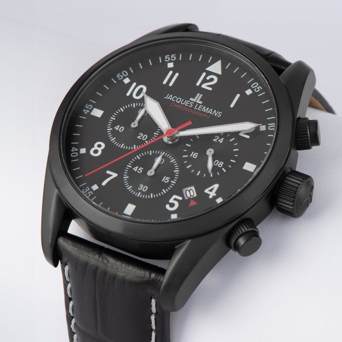 Мужские часы Jacques Lemans Classic 42-2F, механизм кварцевый, циферблат черный, браслет кожа — Изображение 3