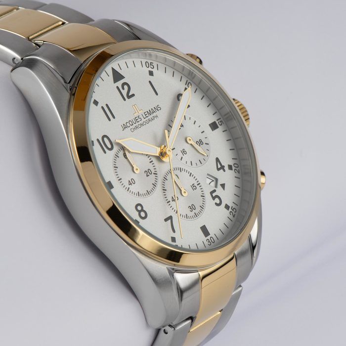Мужские часы Jacques Lemans Classic 42-2G, механизм кварцевый, циферблат белый, браслет кожа — Изображение 4