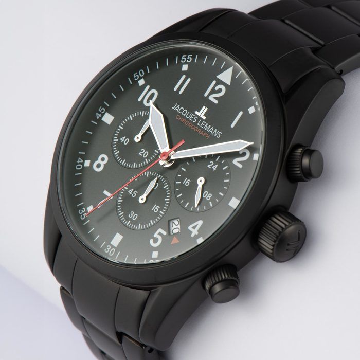 Мужские часы Jacques Lemans Classic 42-2H, механизм кварцевый, циферблат черный, браслет кожа — Изображение 4